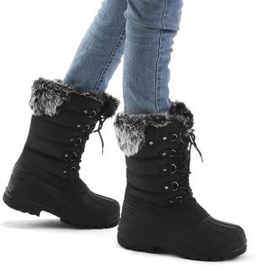 Amazon Women's Black Winter Boots with Faux Fur